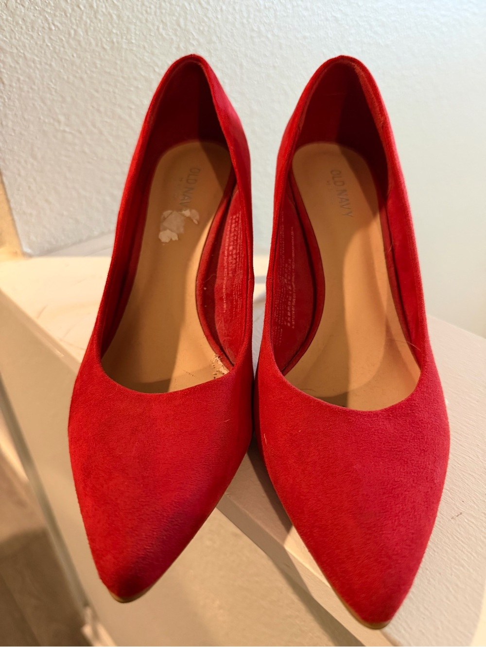 Old Navy Red Suede-Look Pointed Toe Heels